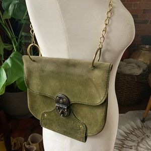 Vintage Green Suede Purse